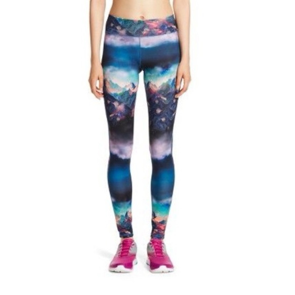 Mossimo Supply Co. NWOT S/P galaxy mountain northern lights leggings athletic